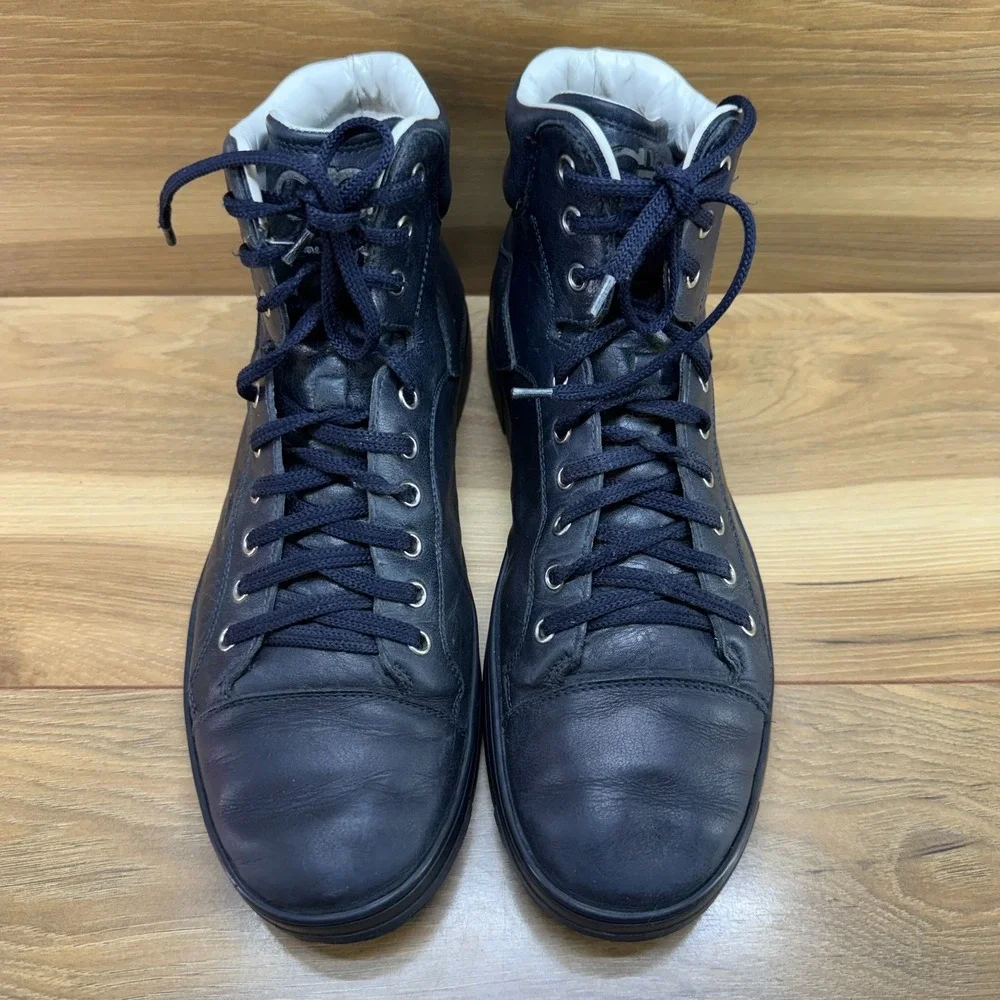 Salvatore Ferragamo High Top Sneakers Mens 8.5 D Black Leather Casual Everyday